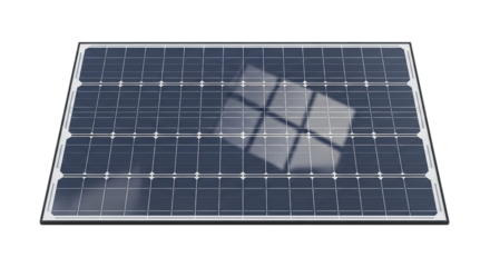 Close up of a solar panel with a reflection of a hexagonal pattern