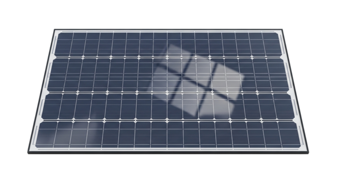 Close up of a solar panel with a reflection of a hexagonal pattern - Powered by Adobe