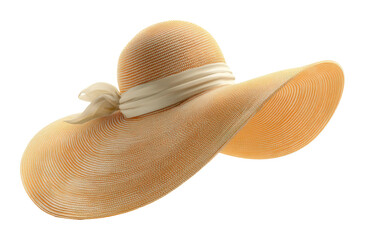 Elegant summer wide-brim hat beach fashion accessory isolated on transparent background