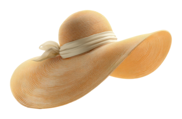 Elegant summer wide-brim hat beach fashion accessory isolated on transparent background