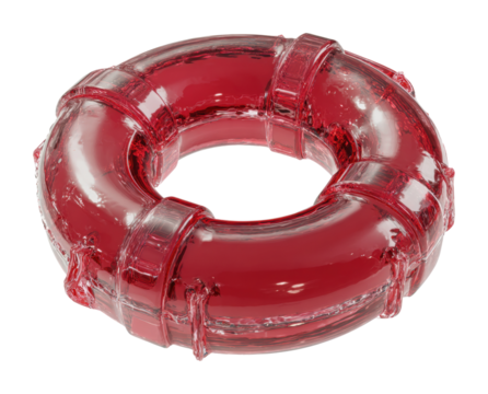 Lifebuoy floatation device poolside product top view isolated on transparent background