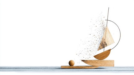 Abstract Wooden Sailboat with Dust Particles Effect