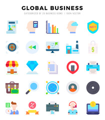 Simple Set of Global Business Related Vector Flat Icons.