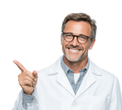 Medical professional smiling portrait bright environment isolated on transparent background