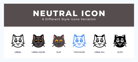 Neutral cat icon set. vector illustration.