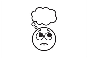 Thinking face emoji vector icon representing doubt and confusion concept