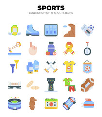 Collection of 25 Sport Icons. Colorful Vector Graphics