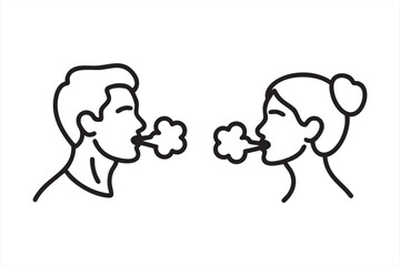 Cold weather breathing icon showing couple exhaling vapor in winter air