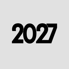 Bold Black Number 2027 in a Clean Sans- Serif Font on a Light Gray Background year new year