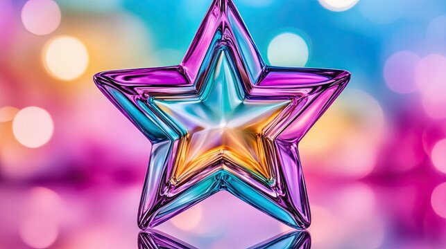 Glowing Star of David in Colorful Background