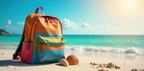 Sun-Drenched Beach Backpack A Symbol of Carefree Summer Travel and Relaxation