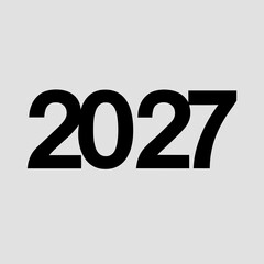 Bold Black Sans- Serif Font 2027 Text Centered on a Light Gray Background year number