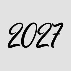 Black cursive font year 2027 centered on a pale gray solid background future new year