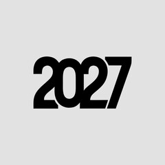 Bold black sans-serif font for the year 2027 on a light grey background future