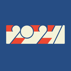 Retro 2027 text with red and white stripes and a blue background numbers year