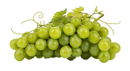 Fresh bunch of green grapes isolated on black background