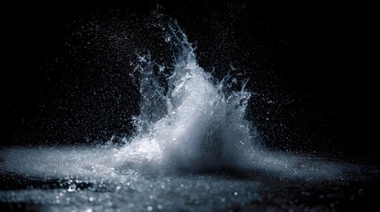 A dynamic explosion of liquid water captured in high speed motion against a dark background
