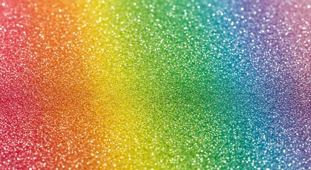 Vibrant, full-spectrum rainbow gradient abstract background made from thousands of sparkling glitter particles