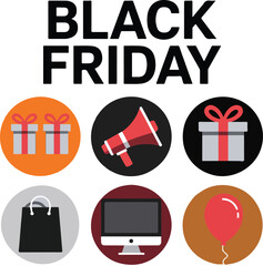 Visual representation of sale promotions gifts and shopping for friday