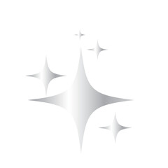 Obraz premium Minimalist graphic depicts shining silver stars against a solid stark black background.