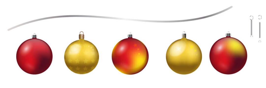 christmas ornaments, red and gold, festive decor clip art preview