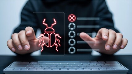 Eradicating cyber threats with advanced virus detection on a modern virtual interface, safeguarding digital assets with cutting-edge technology for business and personal security