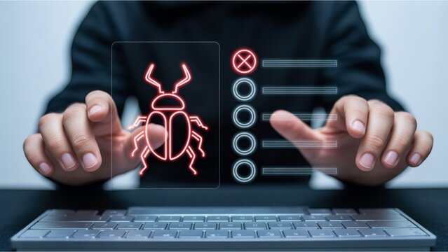 Eradicating cyber threats with advanced virus detection on a modern virtual interface, safeguarding digital assets with cutting-edge technology for business and personal security