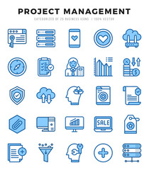 Set of Project Management Icons. Simple Two Color art style icons pack.