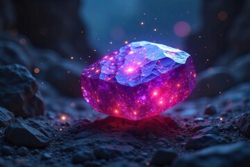 Glowing Levitating Stone Mystical Energy and Ancient Power ? Perfect for Fantasy, Sci-Fi, and Magical Designs