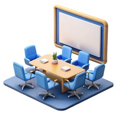 3d modern conference room setup with whiteboard