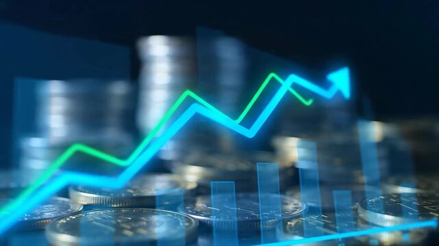 Market Downturn Coins  Arrow Graph Showing Economic Challenges.