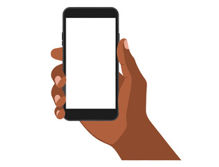 hand holding smartphone svg vector file on transparent background.