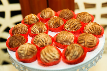 chocolate candies on a white background