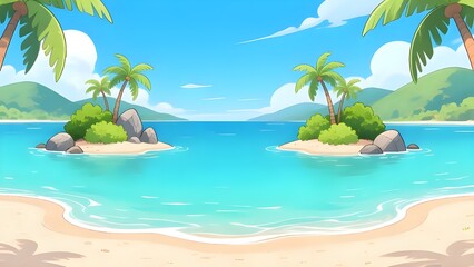 tropical beach with palm trees