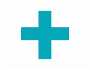 Obraz premium Turquoise Plus Sign on White Background A Simple Graphic