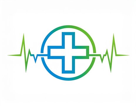 Sleek medical cross icon combined with a vibrant ECG heartbeat waveform, representing life, health, and essential medical support. An ideal graphic for healthcare branding and emergency services