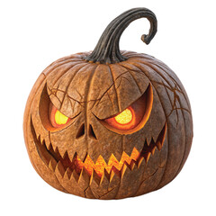 "Terrifying Realistic Halloween Pumpkin Face Vector Illustration"