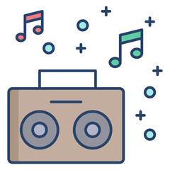 radio music linear color icon design