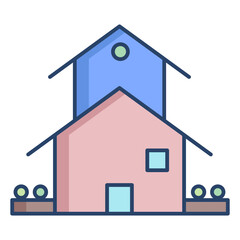 home building linear color icon design