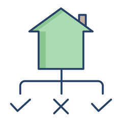 home planning linear color icon design