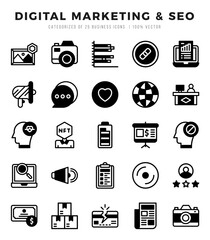 Digital Marketing & SEO Icons Pack. Lineal Filled icons set. Lineal Filled icon collection set.