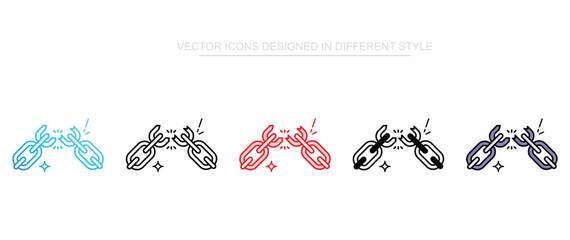 Broken Chain icon design with white background stock illustration