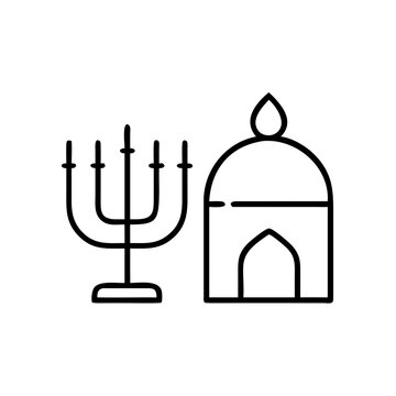 menorah and synagogue outline icon clip art preview