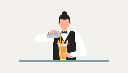 Bartender preparing a fun Halloween cocktail with candy corn garnish perfect for celebrations