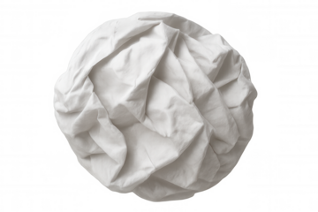 Wrinkled white cloth forming a rounded shape, showing folds and soft texture, symbolizing comfort or disorder