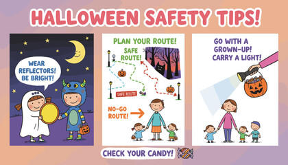 Halloween safety tips for children trickortreating with adults emphasizing safe practices
