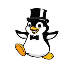 A_dancing_penguin Simple flat colour style vector art