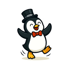 A_dancing_penguin Simple flat colour style vector art 