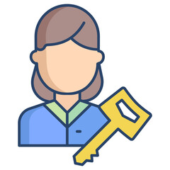 key linear color icon design