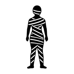Black silhouette of a mummy wrapped in bandages